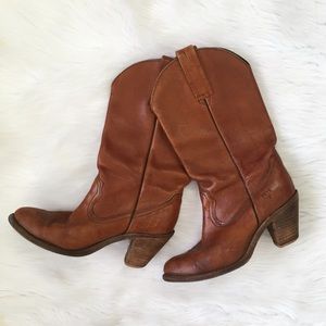 Frye Brown Vintage Leather Cowboy Boots